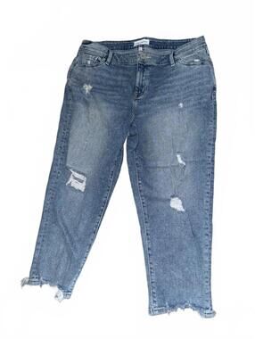 Lane Bryant Distressed Blue Denim Jeans Size 14